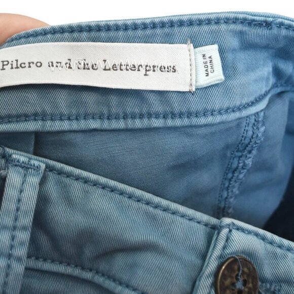 Pilcro and the Letterpress Blue Button Skirt Size 6 Cotton Twill - Picture 4 of 8